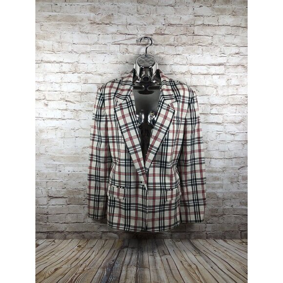 vtg Country Sophisticates Pendleton Ladies sz 8 Silk Blend Plaid Check Blazer - Picture 2 of 8
